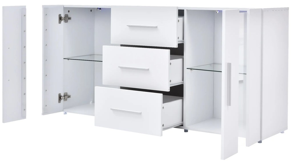 Comodă modernă cu lumini LED multicolore, Alb | Aosom Romania