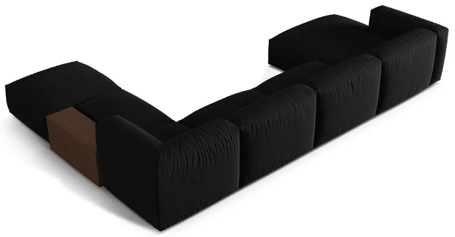 Colțar modular negru (cu colț pe partea dreaptă/în formă de "U") Martina – Micadoni Home