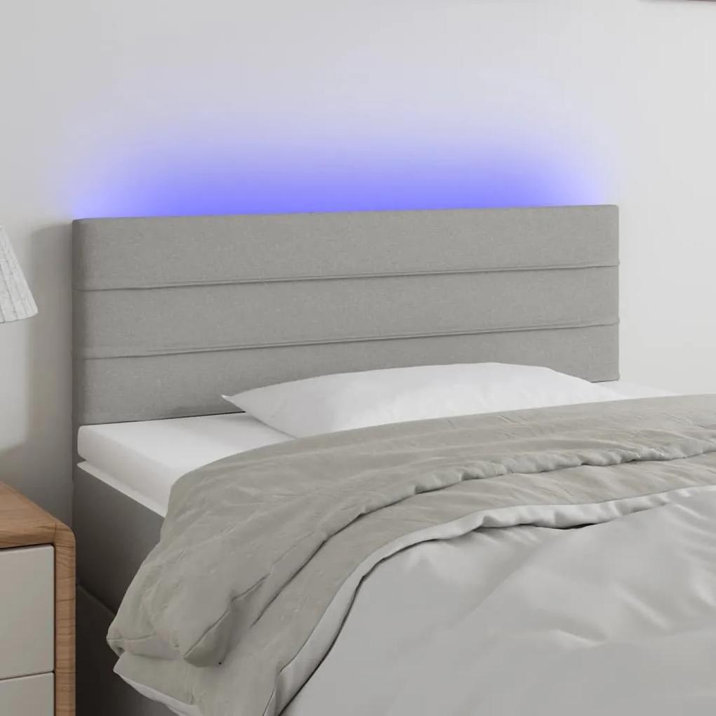 3121742 vidaXL Tăblie de pat cu LED, gri deschis, 100x5x78/88 cm, textil