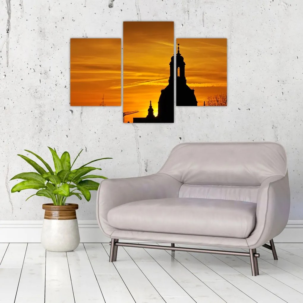 Tablou cu biserică în apus de soare (90x60 cm)