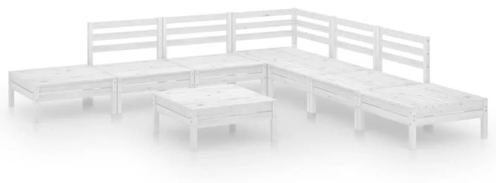 3082653 vidaXL Set mobilier de grădină, 8 piese, alb, lemn masiv de pin