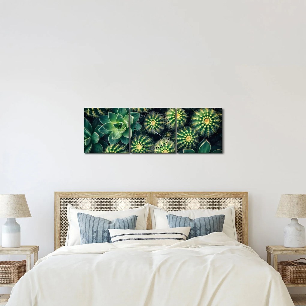 Tablou - Cactuși (cu ceas) (90x30 cm)