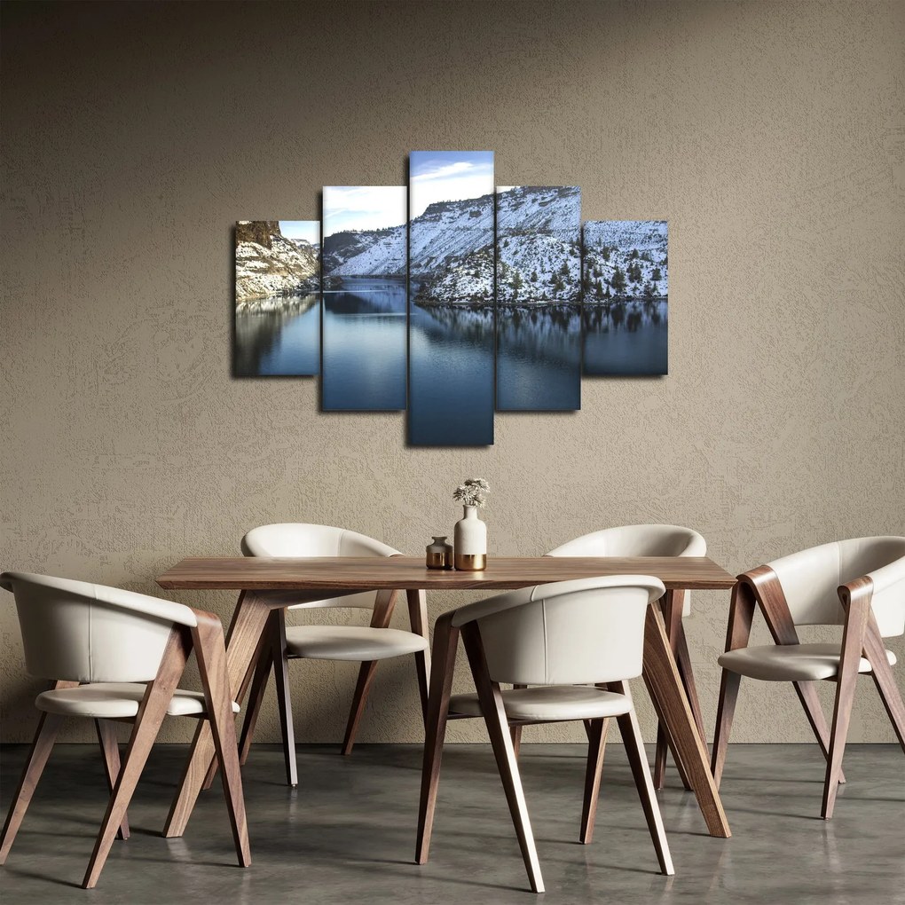 Tablou - peisaj de iarnă cu lac (150x105 cm)