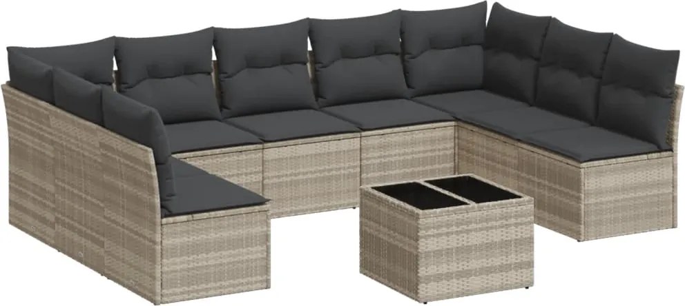 vidaXL Set canapele de grădină cu perne 10 piese gri deschis poliratan