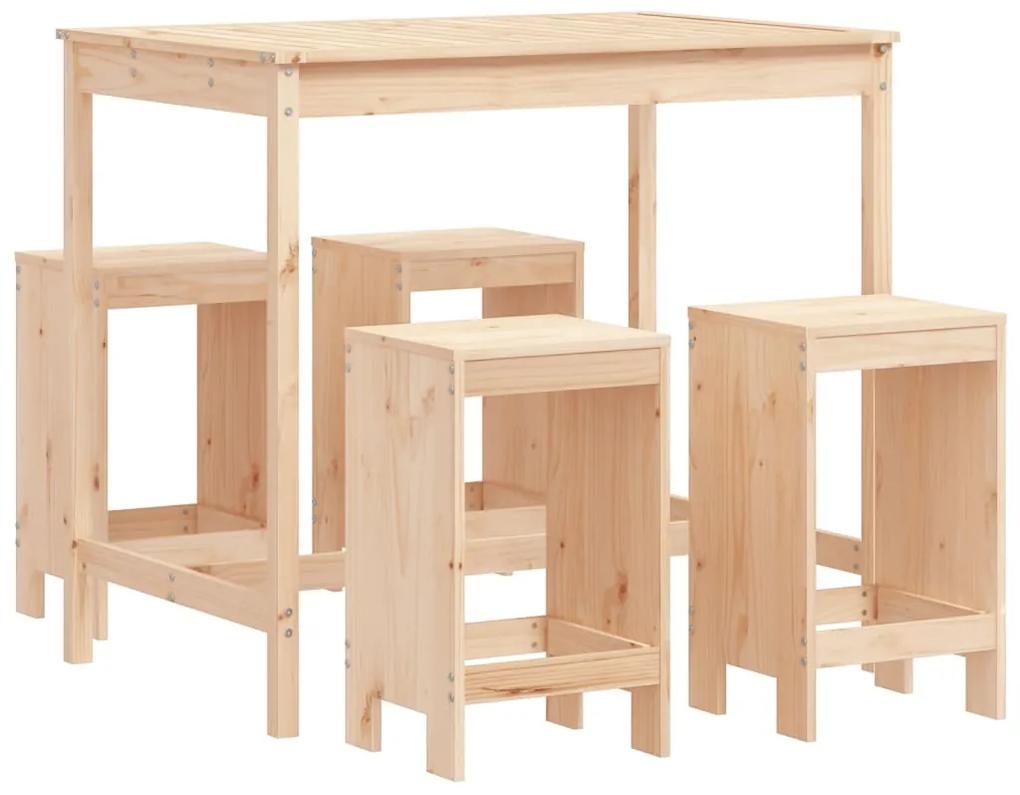 3157745 vidaXL Set mobilier de bar pentru grădină, 5 piese, lemn masiv de pin