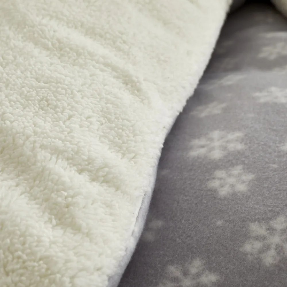 Lenjerie de pat din fleece Catherine Lansfield Cosy Snowman, 135 x 200 cm, gri