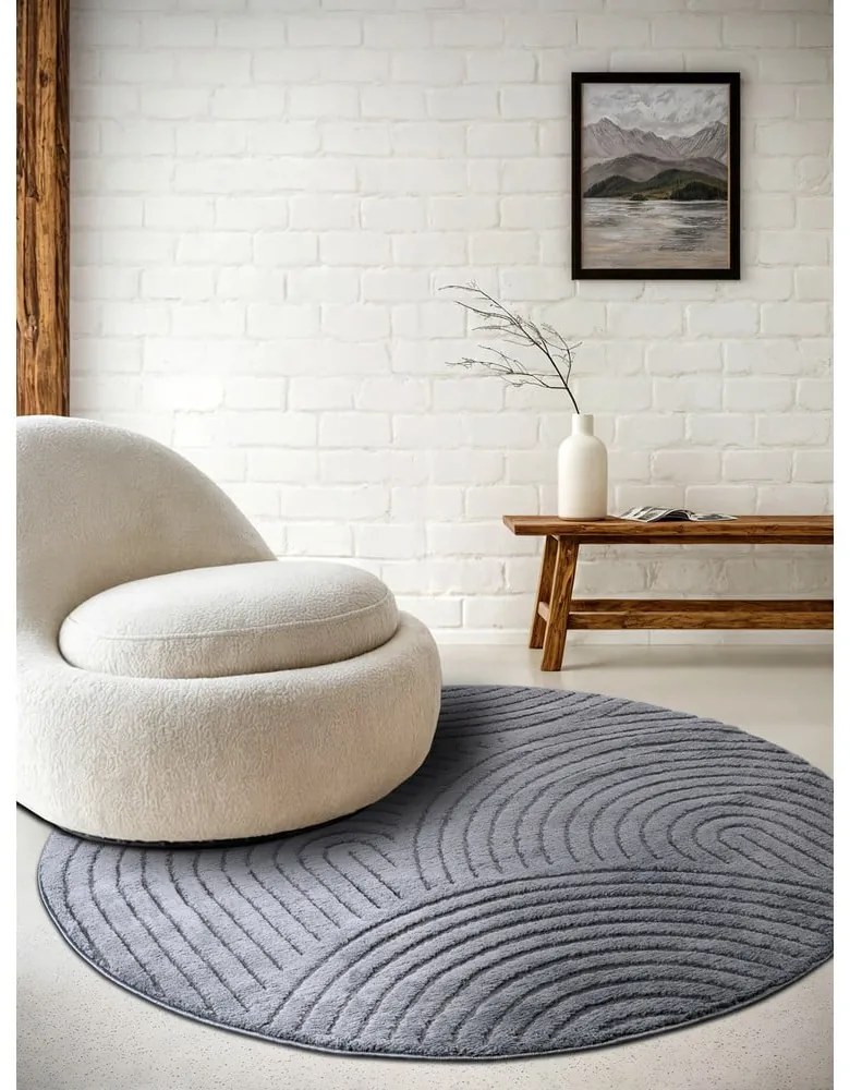 Covor gri antracit rotund ø 160 cm Panglao New York Anthracite – Elle Decoration