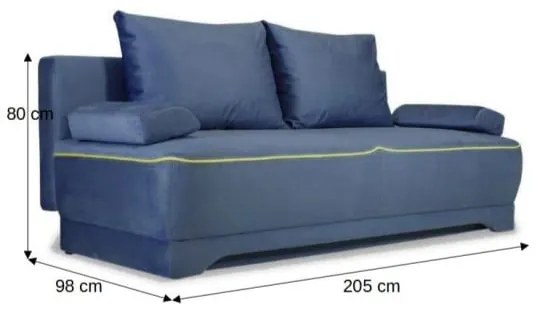 Canapea Extensibila Cu Lada Depozitare Parma, Albastru, 205 x 80 x 98 Cm