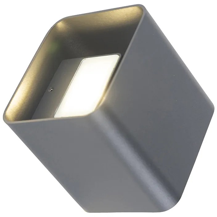 Aplică modernă gri închis cu LED IP54 pătrată - Evi