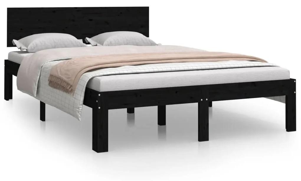 810469 vidaXL Cadru de pat mic dublu, negru, 120x190 cm, lemn masiv