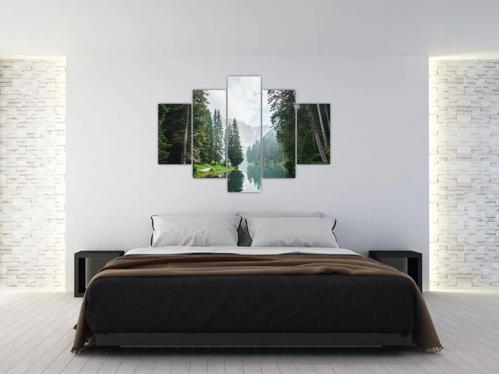Tablou lacului în pădure (150x105 cm)