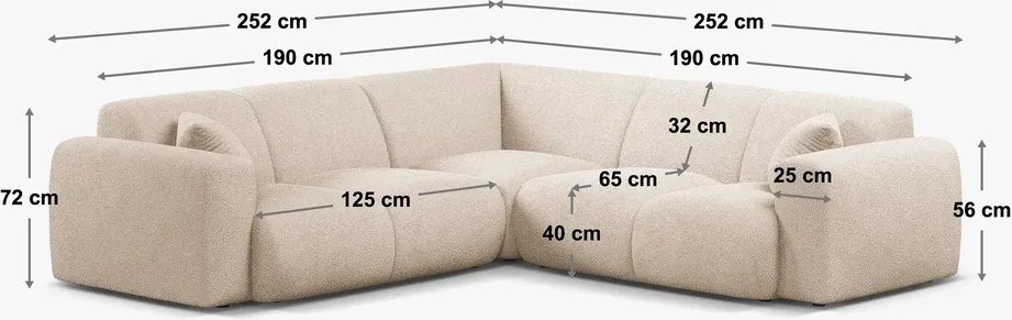 Colțar alb cu tapițerie din țesătură bouclé (cu colț variabil/în formă de ”L”) Molino – Micadoni Home