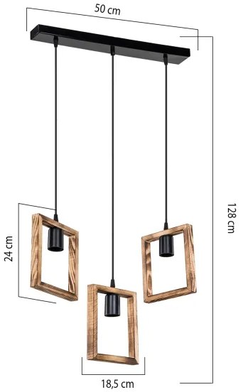 Lustră pe cablu Zuma Line ASZ.1679 ATRIA 3xE27/20W/230V pin/negru