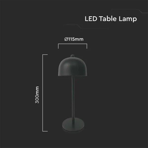 Lampă de birou LED reglabilă, reîncărcabilă, 1W, 5V, 3000-6000K, 1800 mAh, negru