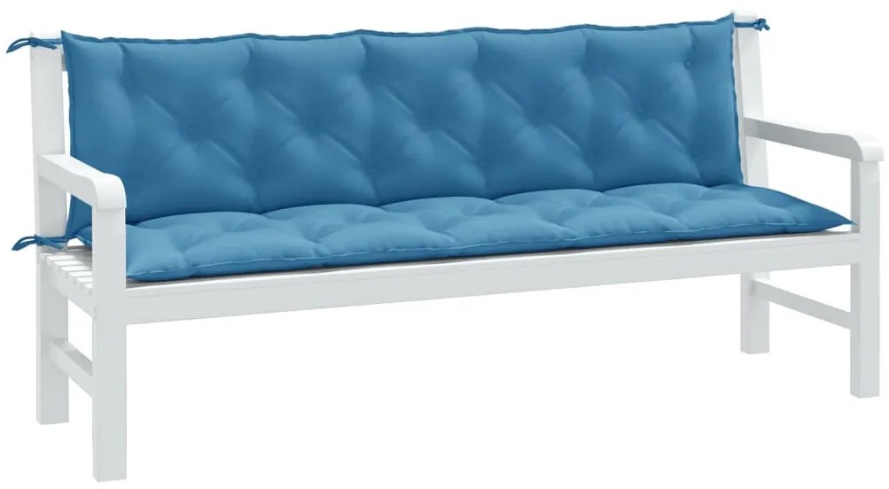 vidaXL Pernă bancă de grădină 2 buc melanj albastru 180x50x7 cm textil