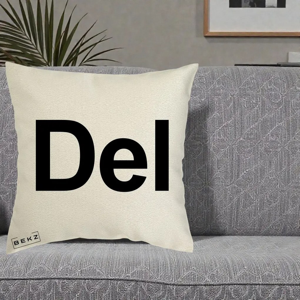 Perna Personalizata Tasta Del Tipografie Bold, 40x40 cm, Ecru, Husa Detasabila, Perna Inclusa, BEKZ®
