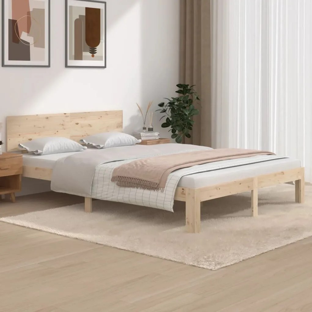 vidaXL Cadru de pat, 140x200 cm, lemn masiv de pin