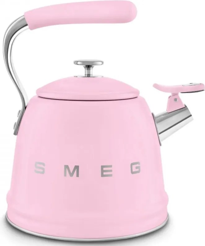 Ceainic cu fluier Smeg WKF01PK, 2,3 l, Inductie, Maner rece, Otel, Roz