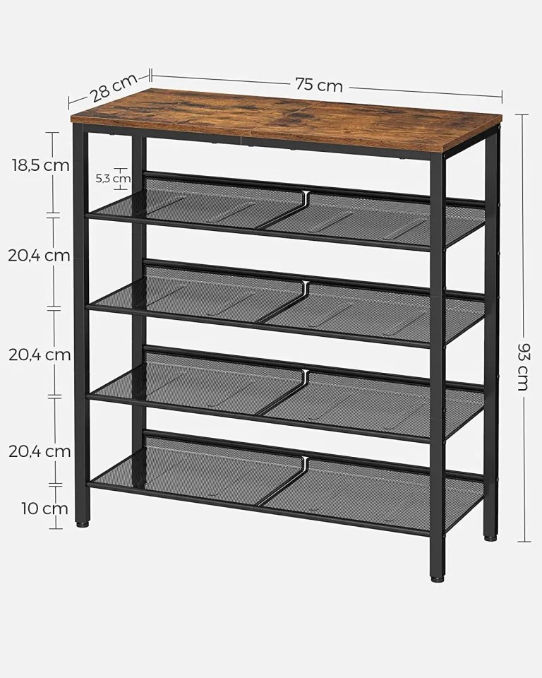 RAI46 - Rafturi 75 cm, pentru birou, living, hol, stil industrial - Maro