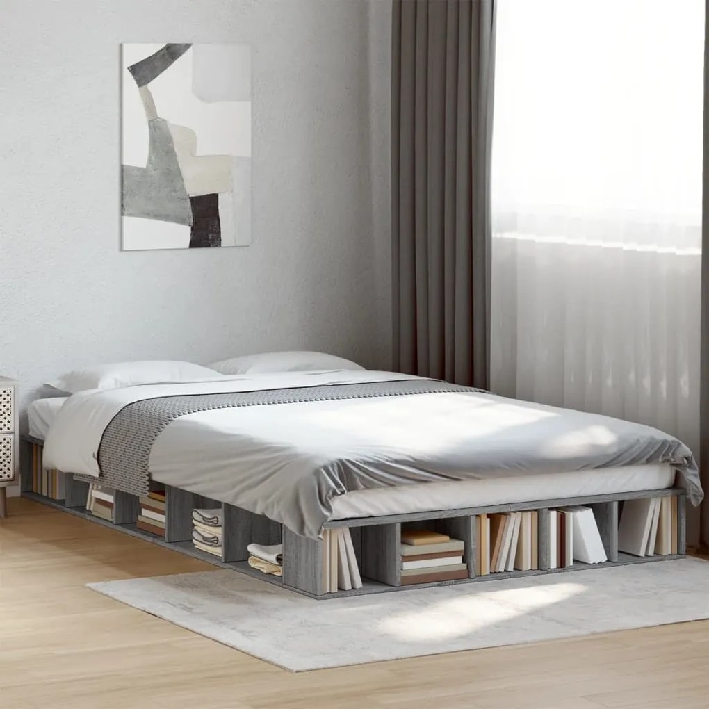 3280487 vidaXL Cadru de pat, gri sonoma, 120x200 cm, lemn prelucrat