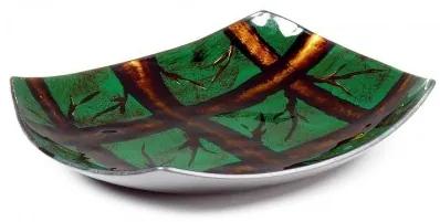 Platou decorativ din sticla Arizona Round Verde / Maro, Ø25xH3,5 cm