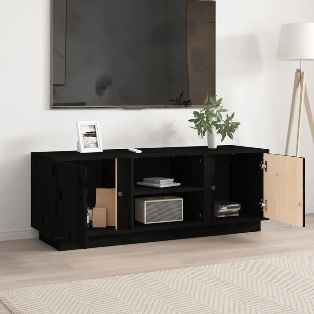 Comoda TV, negru, 110x35x40,5 cm, lemn masiv de pin 1, Negru