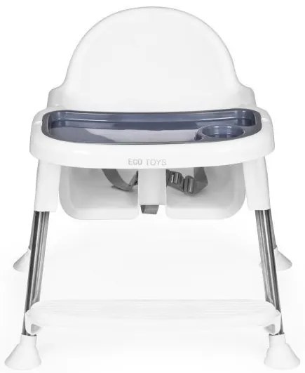 Scaun de hrănire 2 în 1 cu tavă și centuri alb