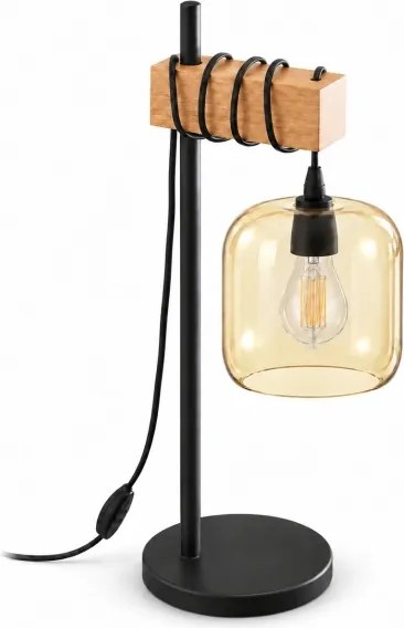 BRILAGI - Lampă de masă WOOD GLASS 1xE27/40W/230V maro/negru/maro fumuriu