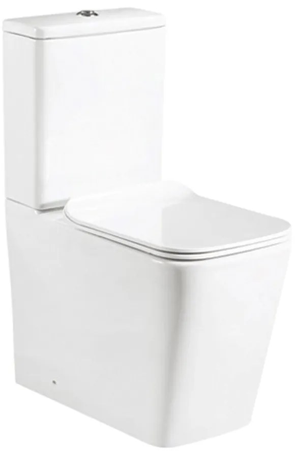 Set vas WC compact pe pardoseala Rune Isa Rimless alb cu rezervor si capac softclose