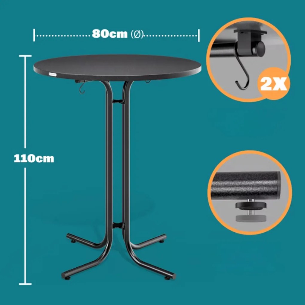 Masă de bar pliabilă RAUL 110x80cm, gri Casaria