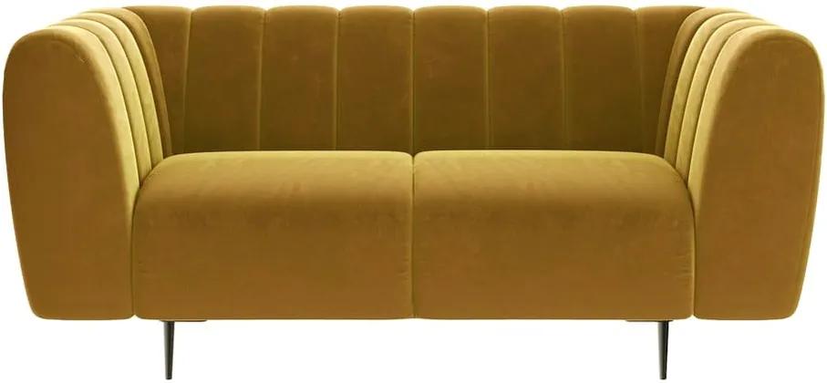 Canapea cu tapițerie din catifea Ghado Shel, 170 cm, galben închis - miere
