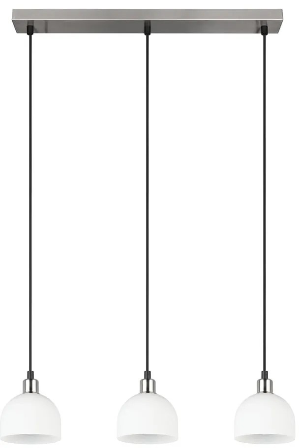 Lustră albă/argintie cu abajur din sticlă Molly – Reality