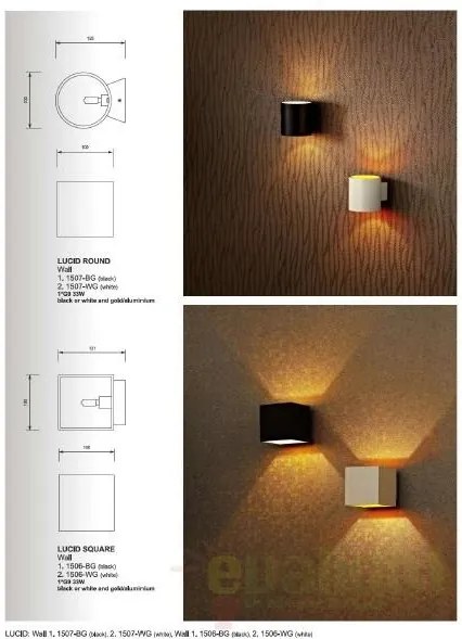 Aplica de perete design modern Lucid Round negru 1507-BG