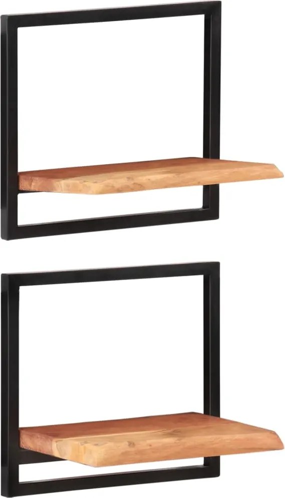 vidaXL Rafturi de perete 2 buc. 40x24x35 cm lemn masiv acacia/oțel