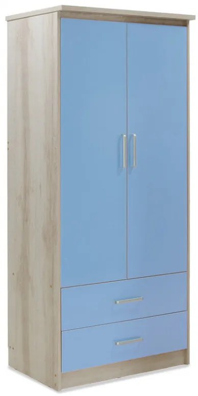 Dulap Copii Looney Cu 2 Uși Și Sertare Culoare Castillo-Albastru 81x57x183 cm