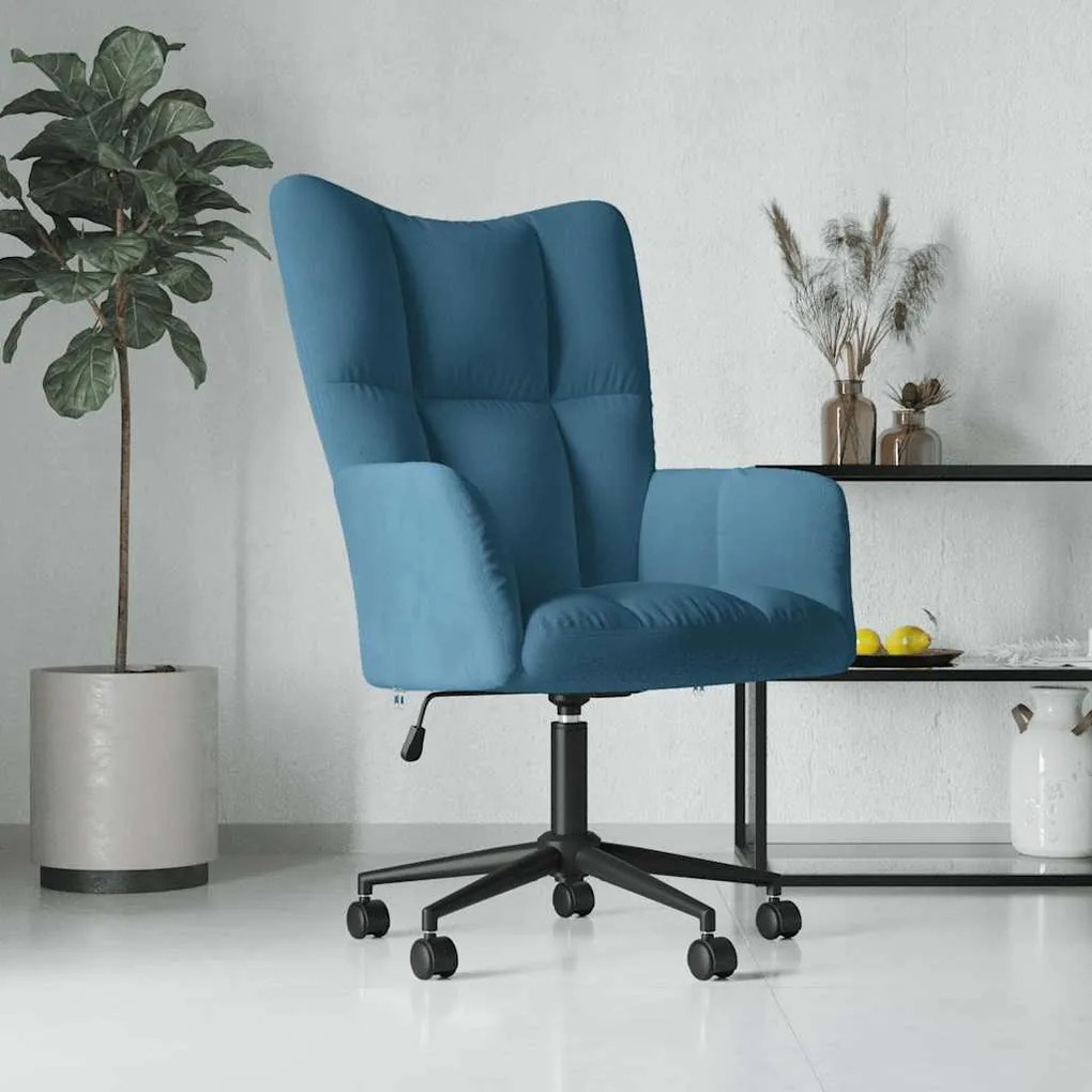 vidaXL Scaun de relaxare, albastru, catifea