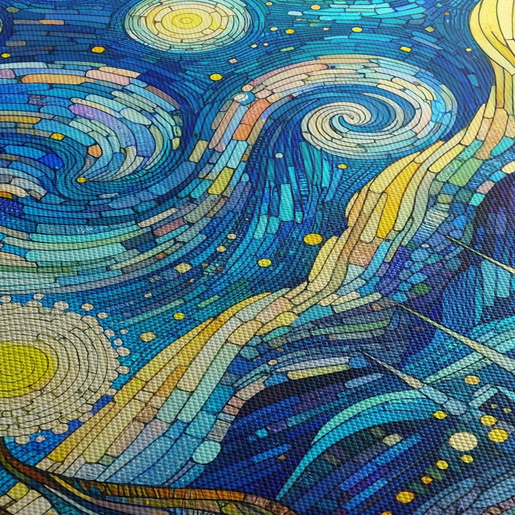 Tablou – Mozaic al nopții înstelate (cu ceas) (90x30 cm)