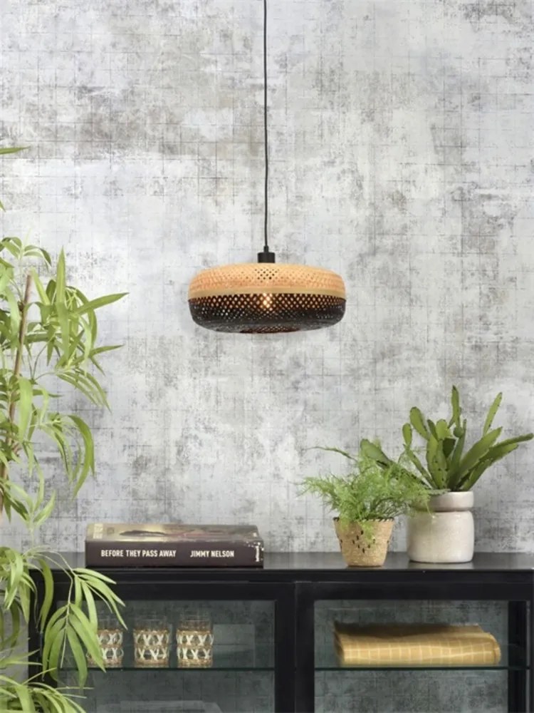 Lustra suspendata eco din bambus Palawan natur/ negru, 40x15cm