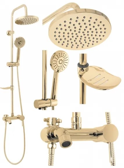 REA-P7006 - Set de duș LUIS cu baterie, auriu