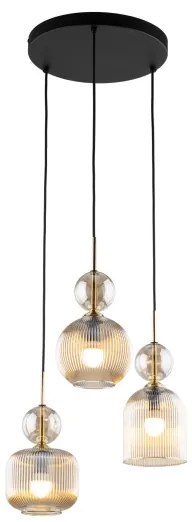Lustră pe cablu SOPHIA 3xE14/10W/230V negru/bej fumuriu