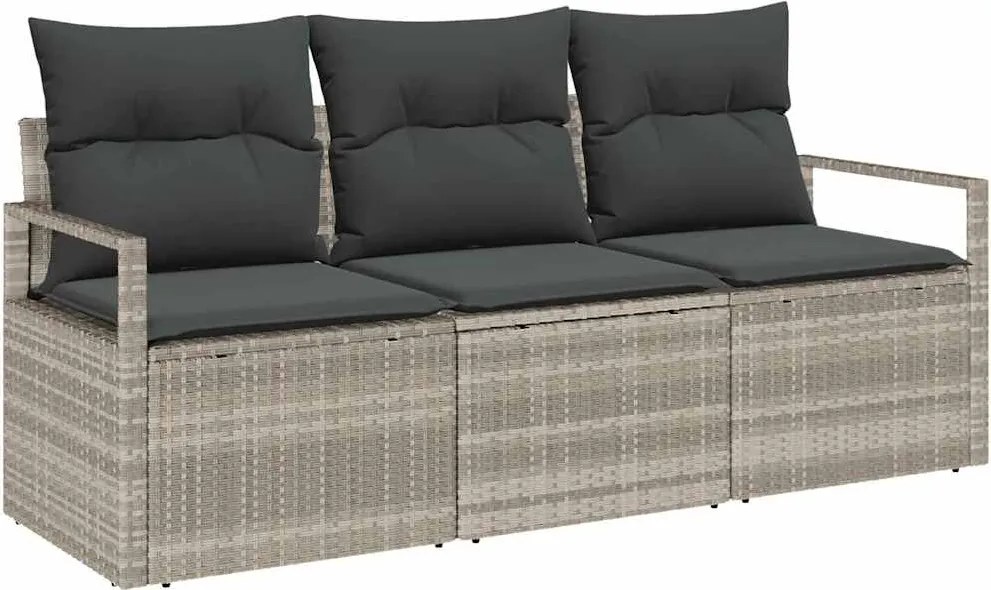 vidaXL Set de canapea 3 pcs Gri deschis poliratan