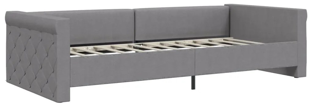 Pat de zi cu saltea si USB, gri deschis, 90x200 cm, textil Gri deschis