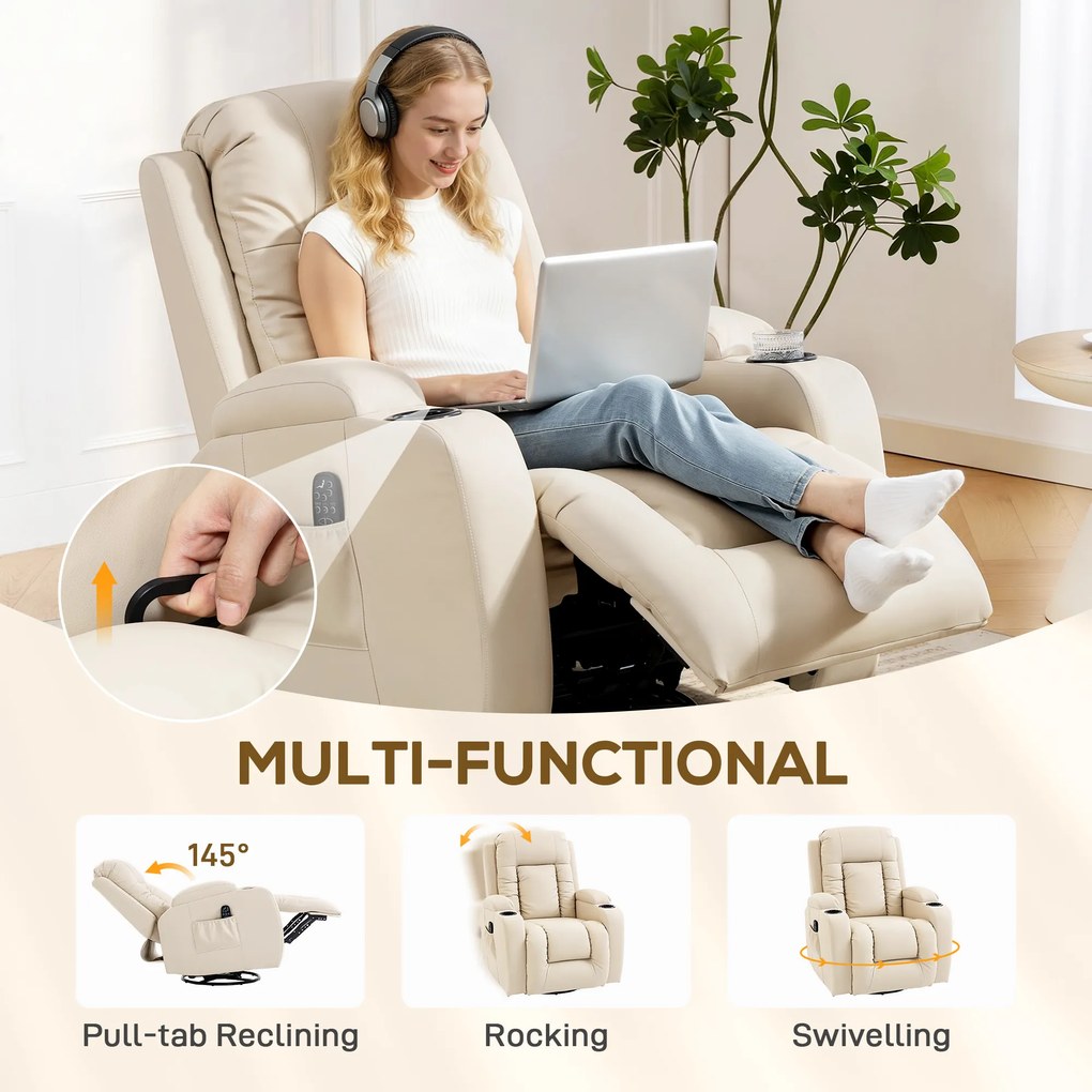 Homcom Fotoliu Relax – Rabatabil cu Masaj &amp; incalzire | Aosom Romania