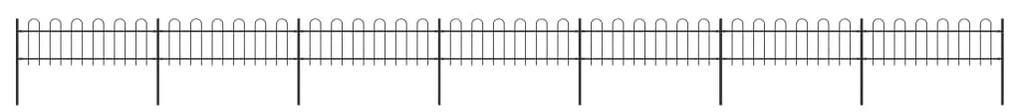 Gard de gradina cu varf curbat, negru, 11,9 x 0,6 m, otel 1, 0.6 m, 11.9 m