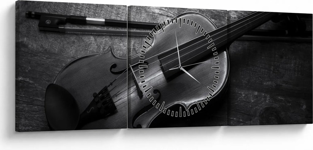 Tablou - Violete (cu ceas) (90x30 cm)