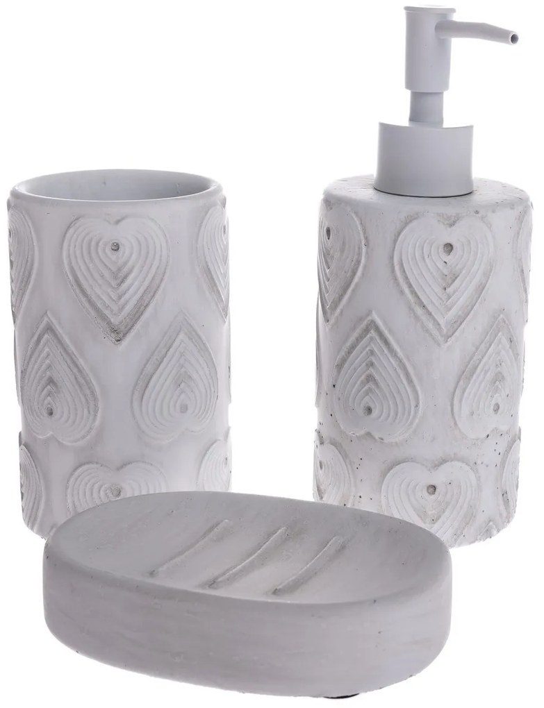 Set de accesorii de baie din ciment Lavabo 3piese, alb