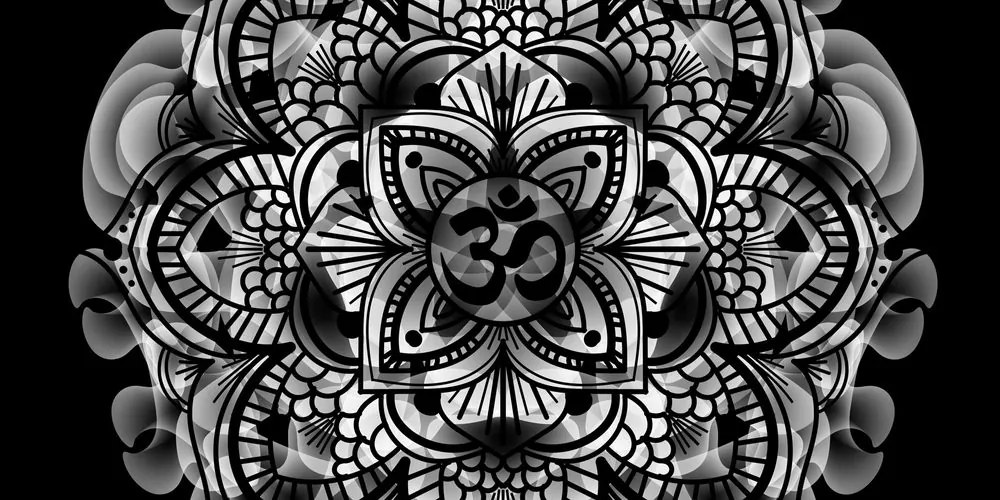 Tablou Mandala sănătății în design alb-negru