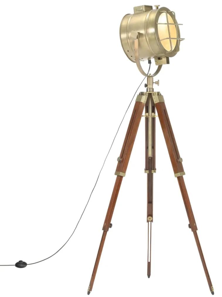 Lampa de podea cu trepied, 165 cm, lemn masiv de mango 1, Alama, Alama