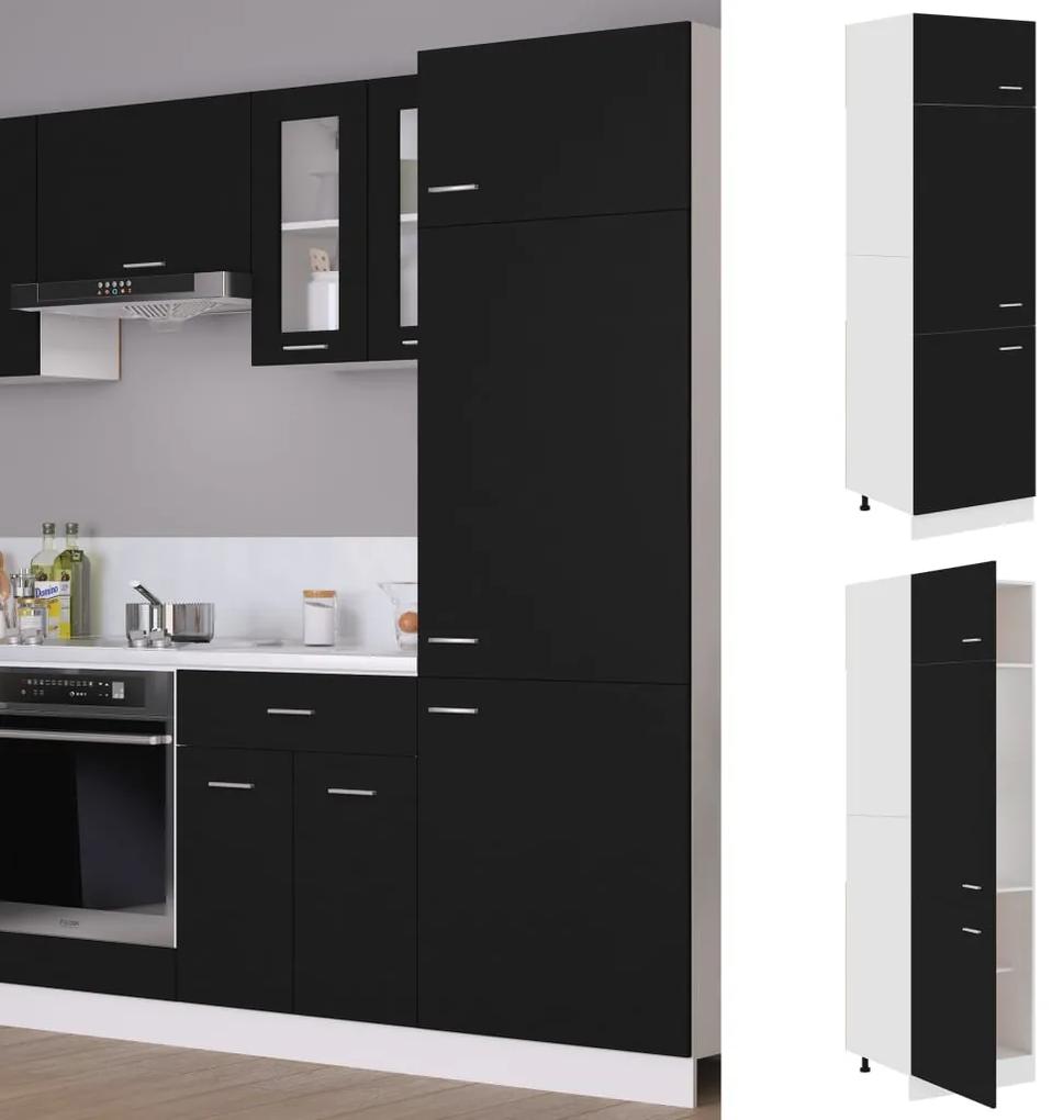 Dulap pentru frigider, negru, 60 x 57 x 207 cm, PAL Negru, Dulap pentru frigider 60 cm, 1