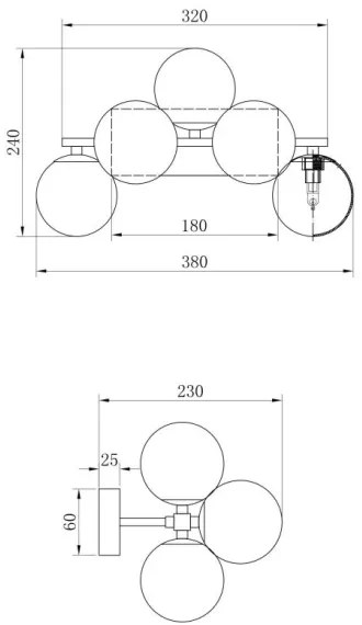 Aplică Maytoni MOD547WL-05B DALLAS 5xG9/28W/230V negru
